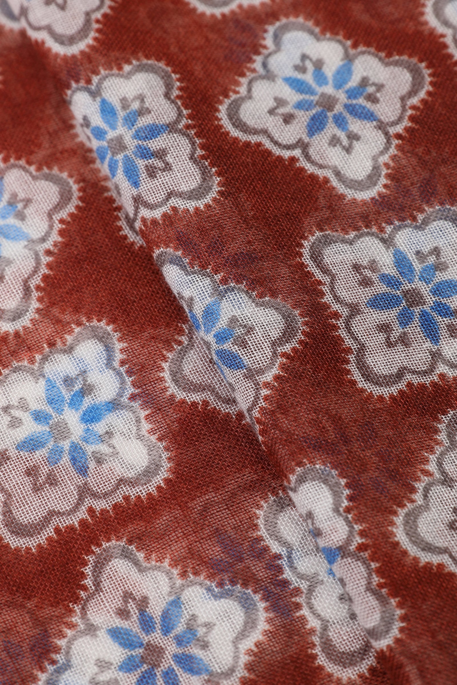 Crimson Mosaic Scarf Fabric