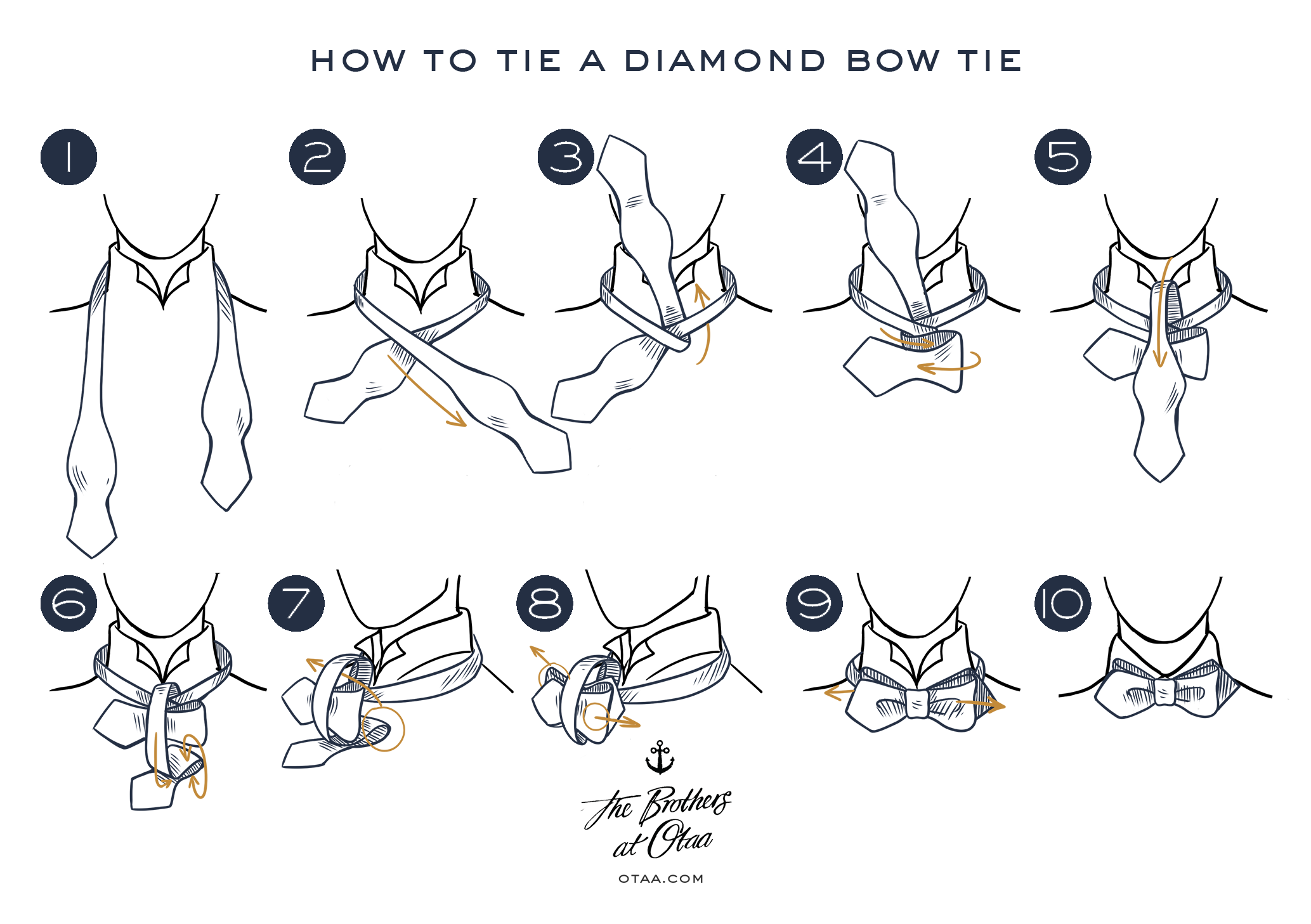 How to Tie a Diamond Bow Tie - steps
