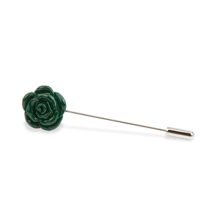Emerald Green Rose Metal Lapel Pin