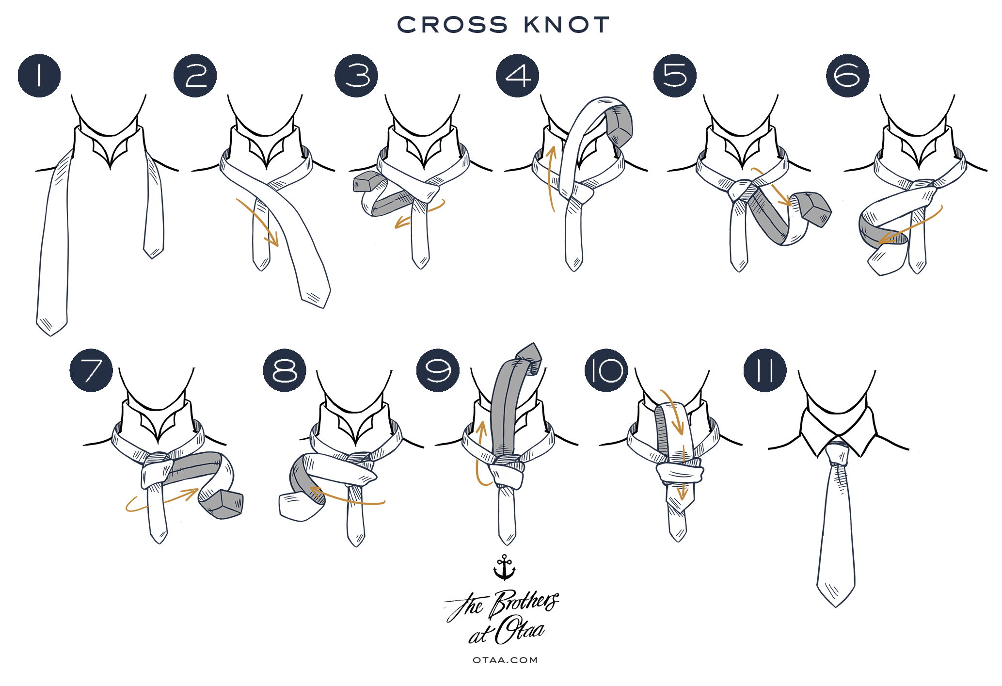 how to tie a cross knot - steps