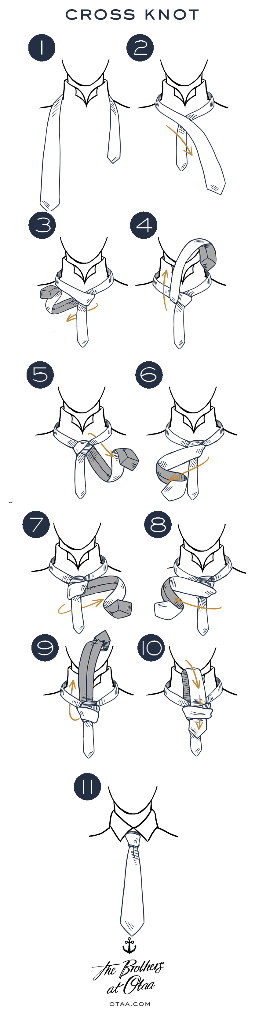 how to tie a cross knot - steps