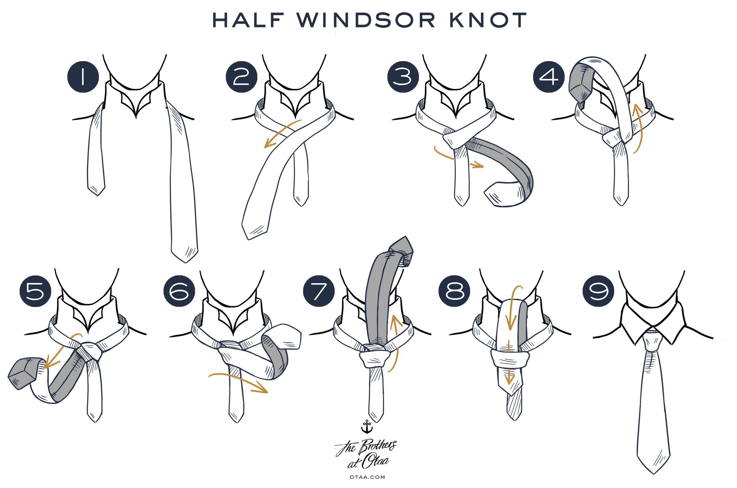 how to tie a half windsor knot - steps