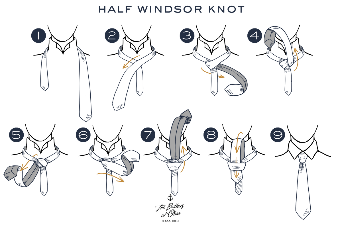 how to tie a half windsor knot - steps