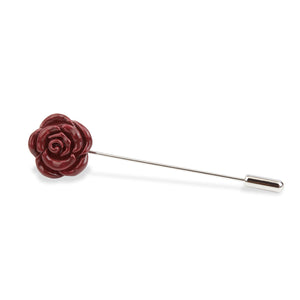 Mahogany Maroon Rose Metal Lapel Pin