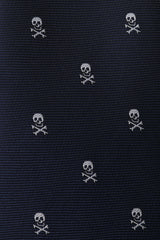 Navy Blue Pirate Skull Kids Necktie Fabric