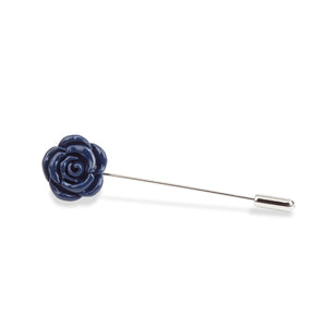 Navy Blue Rose Metal Lapel Pin