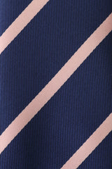 Navy Blue With Peach Stripes Kids Necktie Fabric
