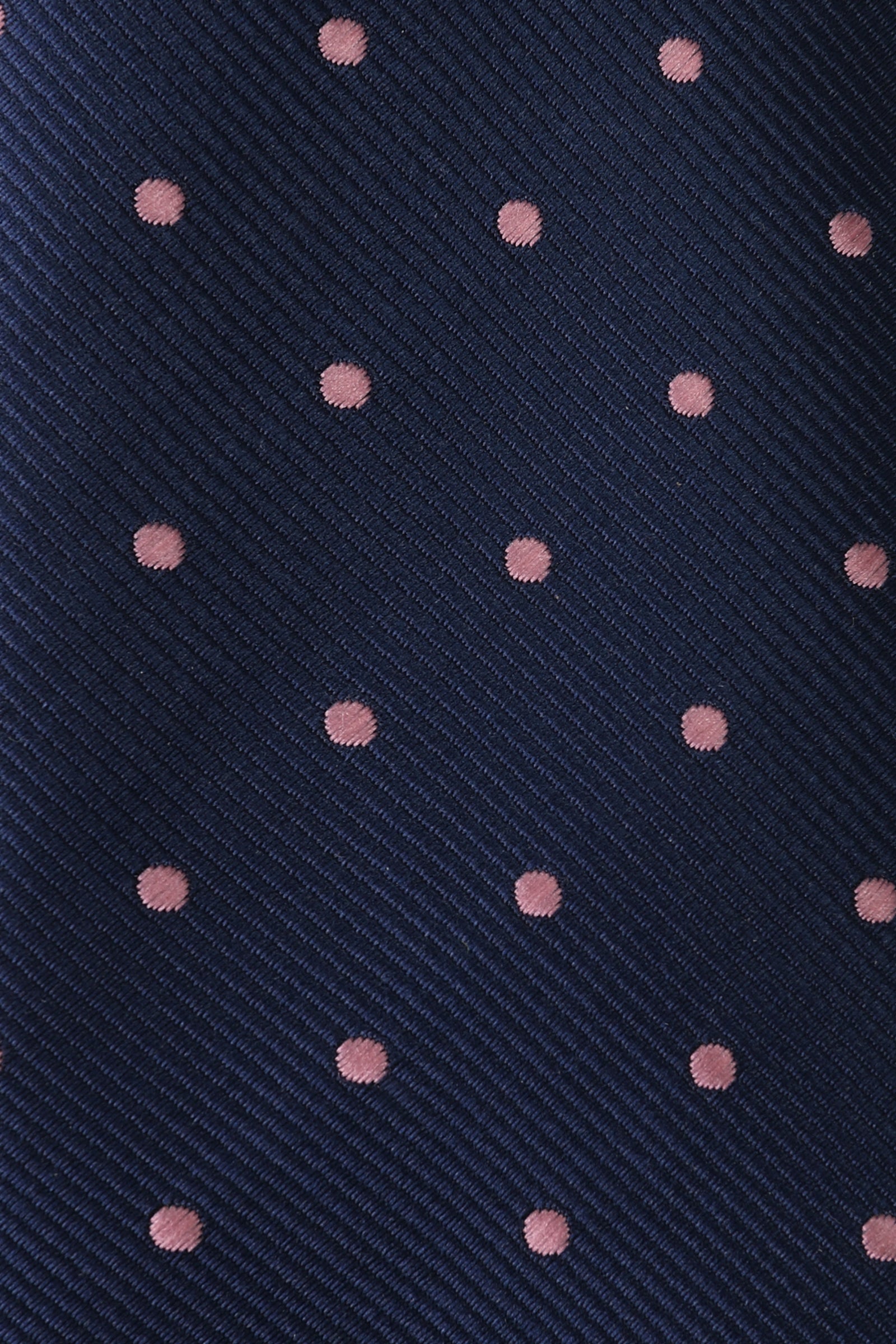 Navy Blue With Pink Polka Dots Kids Necktie Fabric
