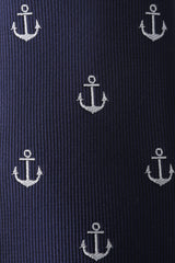 The OTAA Navy Blue Anchor Kids Necktie Fabric