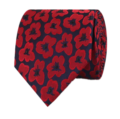 Red Poppy Floral tie