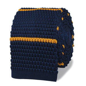 Gecko Navy Blue with Yellow Stripes Knitted Tie