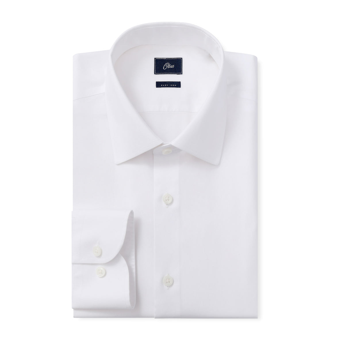 Men's Easy-Iron Cotton White Dress Shirt