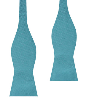 Aqua Blue Malibu Weave Self Bow Tie