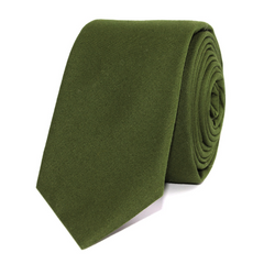 Army Green Cotton Skinny Tie rolled
