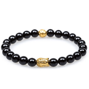 Ayutthaya Black Onyx Gold Buddha Bracelet