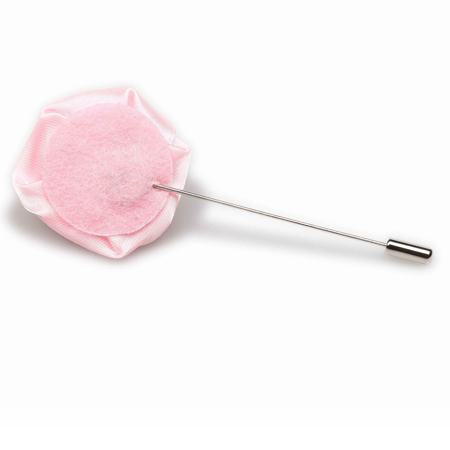 Baby Pink Satin Rose Mens Lapel Pin