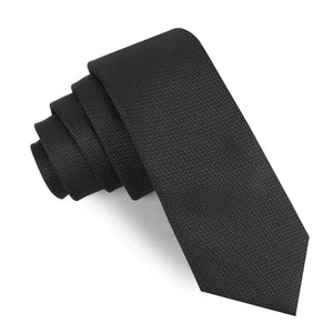 Black Diagonal Herringbone Skinny Tie
