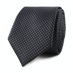 Black Houndstooth Pattern Skinny Tie Front Roll