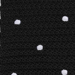 Black Knitted Tie with White Polka Dots Detail View