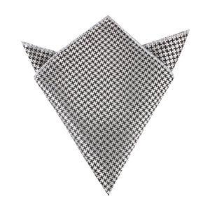 Black & Silver Houndstooth Pattern Pocket Square