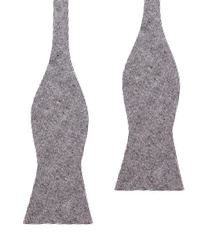 Black Tweed Linen Stitching Self Tie Bow Tie
