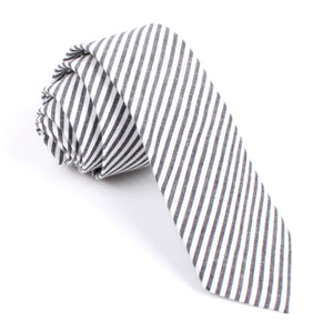 Black and White Chalk Stripes Cotton Skinny Tie