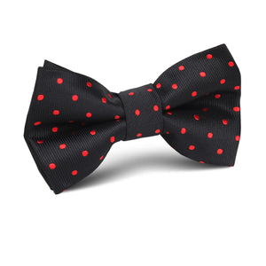 Black with Red Polka Dots Kids Bow Tie
