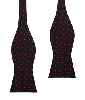 Black with Red Polka Dots Self Bow Tie