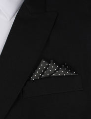 Black with Small White Polka Dots - Oxygen Three Point Pocket Square Fold