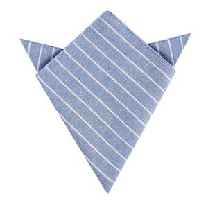 Blue Barney Pin Stripe Linen Pocket Square