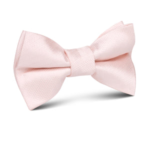 Blush Pink Herringbone Kids Bow Tie