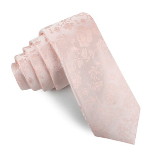 Blush Pink Rose Floral Skinny Tie