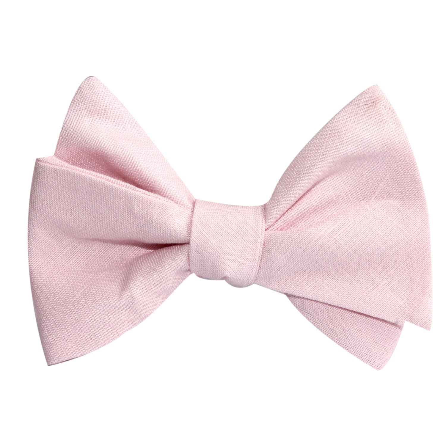 Blush Pink Slub Linen Self Tie Bow Tie 2