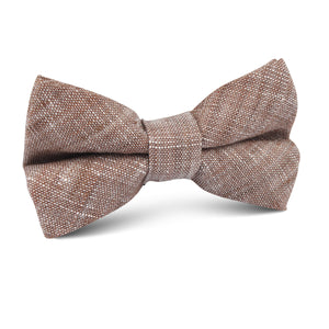 Brown Linen Chambray Kids Bow Tie