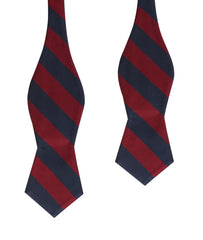 Burgundy & Navy Blue Stripes Diamond Self Bow Tie