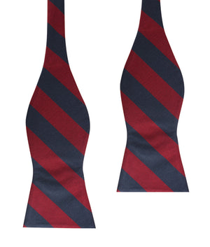 Burgundy & Navy Blue Stripes Self Bow Tie