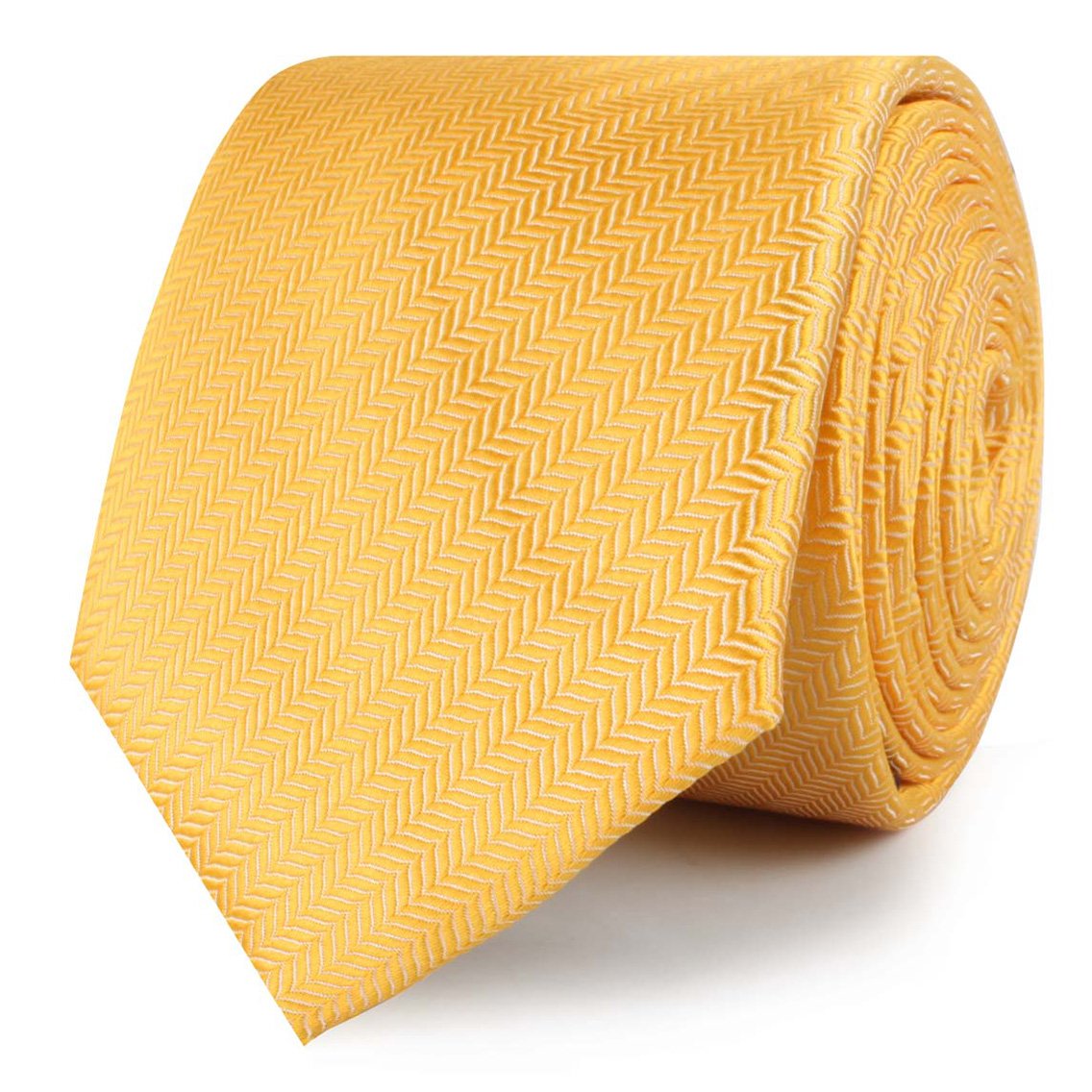 Butterscotch Yellow Herringbone Chevron Skinny Ties