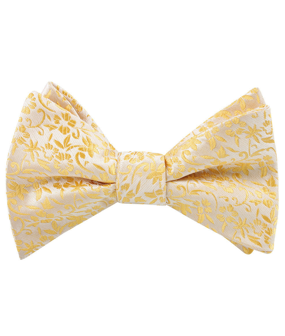 Canary Yellow Floral Fields Self Tied Bow Tie