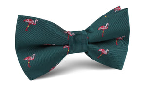 Caribbean Royal Green Flamingo Bow Tie