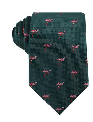 Caribbean Royal Green Flamingo Necktie