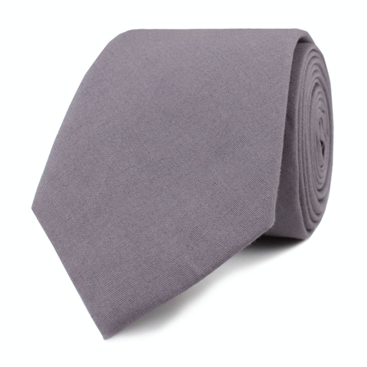 Charcoal Grey Cotton Skinny Tie Front Roll