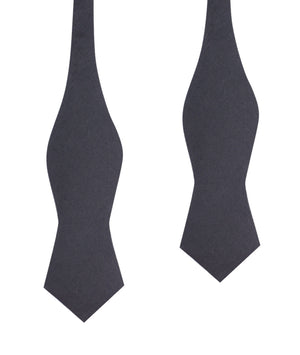 Charcoal Grey Slub Linen Self Tie Diamond Tip Bow Tie