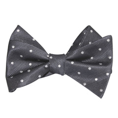Charcoal Grey with White Polka Dots Self Tie Bow Tie 1