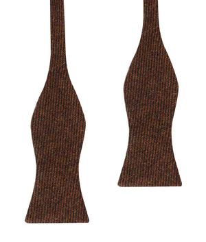 Chocolate Brown Striped Wool Self Bow Tie