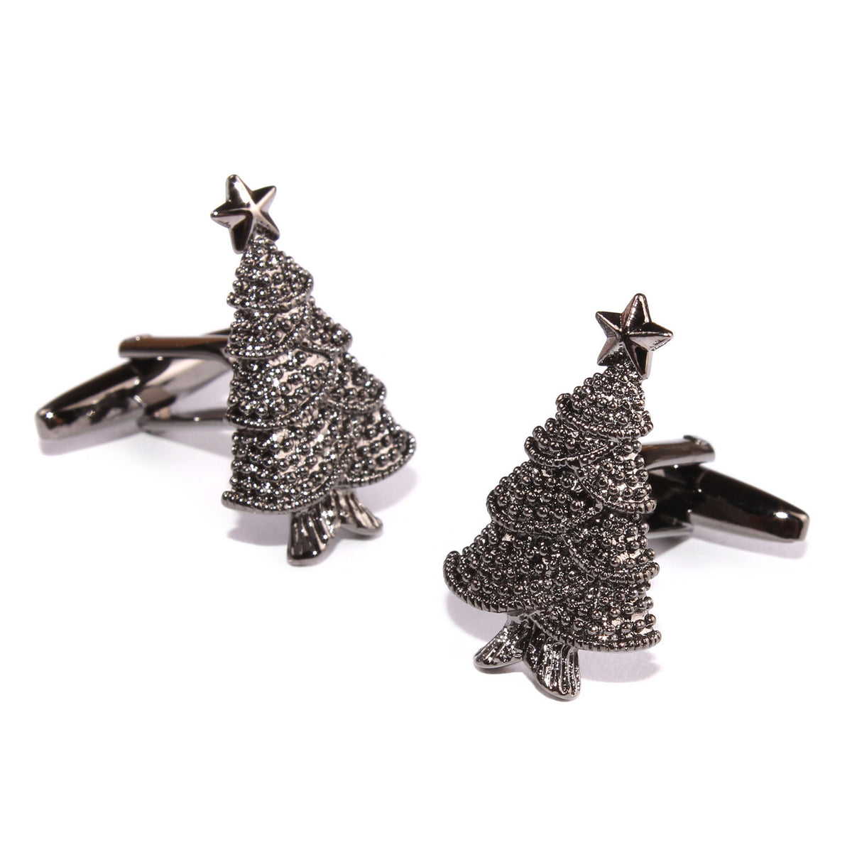 Christmas Tree Cufflinks Gun Metal Xmas Trees Festive Cuff Links OTAA