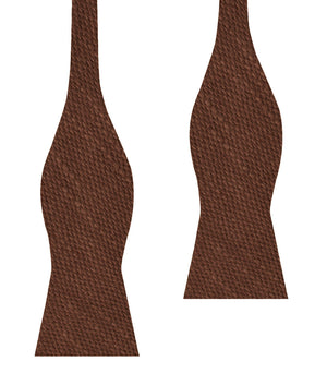 Cinnamon Brown Coarse Linen Self Bow Tie