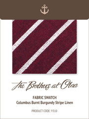 Columbus Burnt Burgundy Stripe Linen Y310 Fabric Swatch