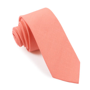 Coral Pink Linen Skinny Tie