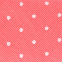 Coral Pink with White Polka Dots Fabric Skinny Tie M139