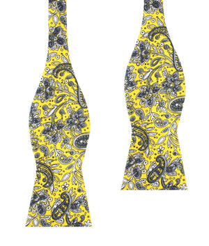 Cyrus Yellow Paisley Self Bow Tie